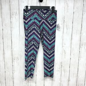 Sexy Basics 24/7 Anywear Pants Women Size Small Aztec Print Leggings Teal NWT